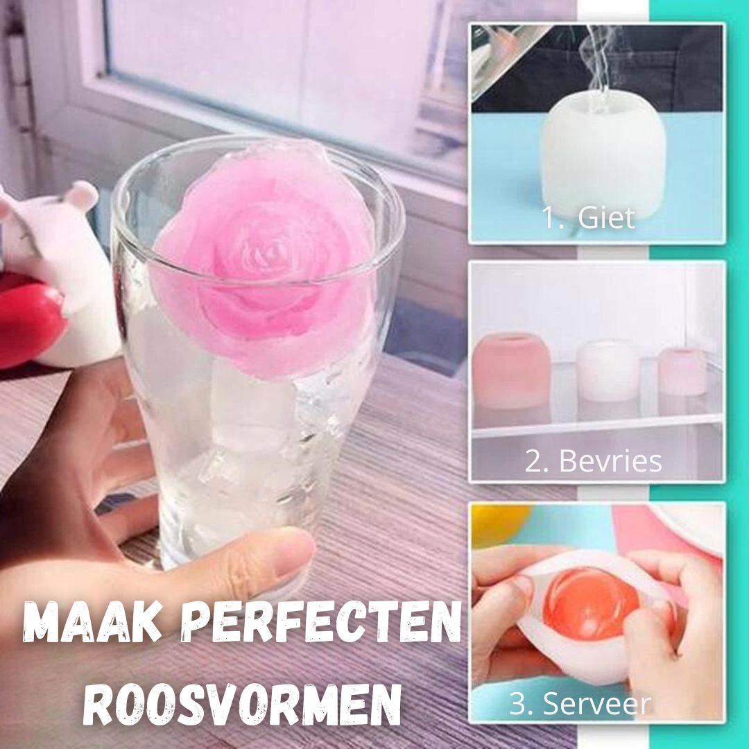 3D Roosvormige ijsvorm | GRATIS enkele rozenvorm bij aankoop rozenvorm met 4 vormen